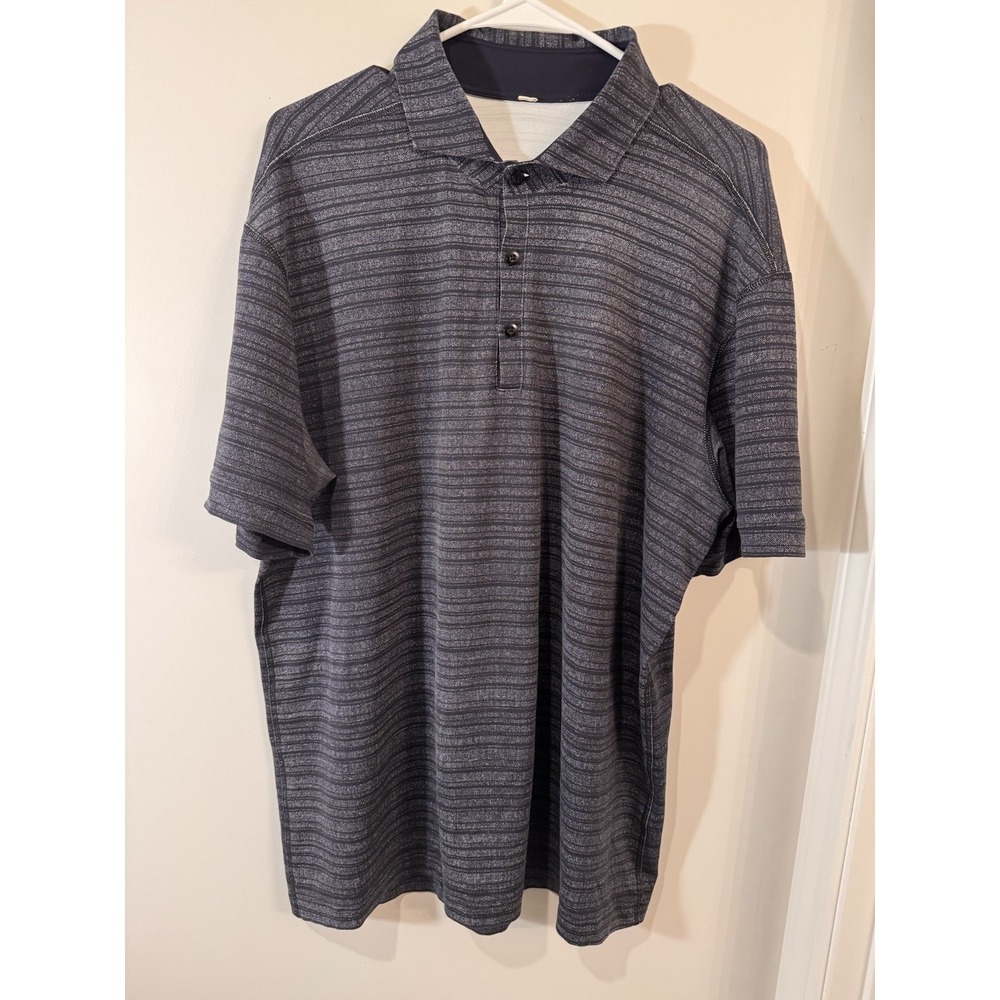 lululemon athletica Gray Striped Polo Shirt